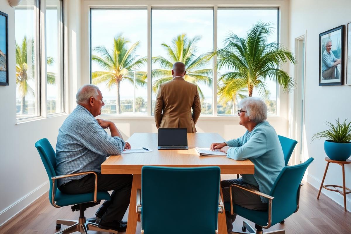 Licensed Tampa Medicare agents reviewing plan options with a couple at our office